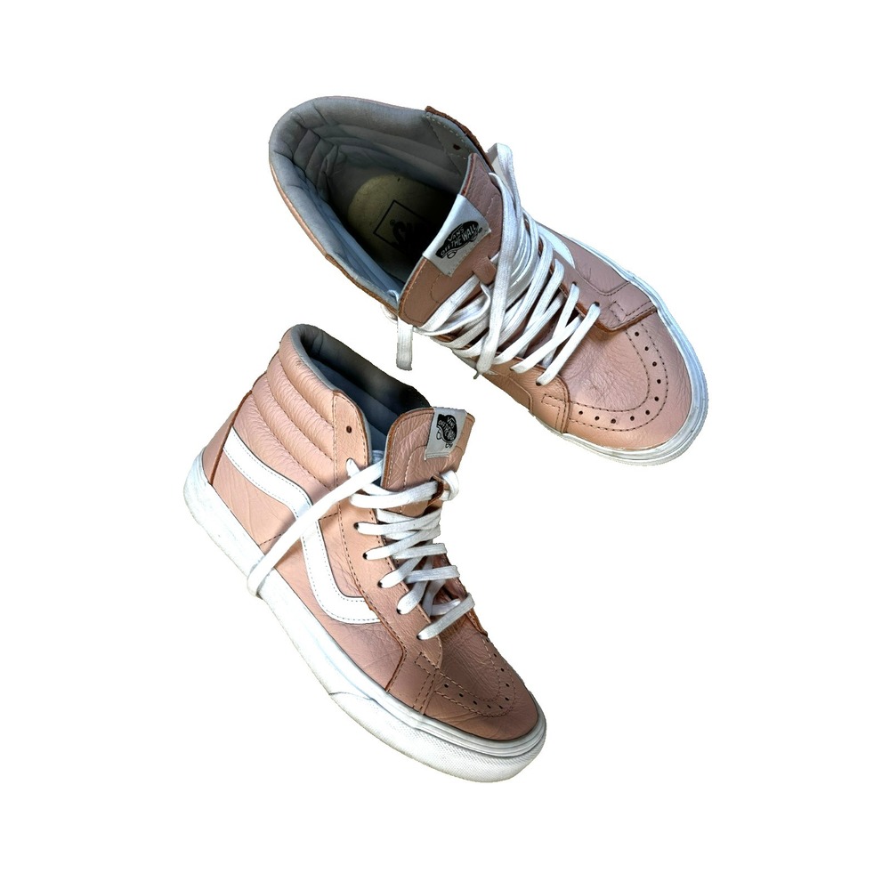 VANS Off the Wall SK8-Hi Reissue Sneaker High Top Pink Leather White Contrast, 9
